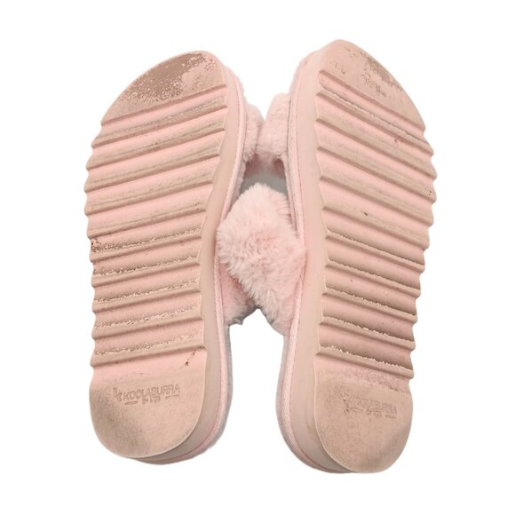 Koolaburra by UGG Slides Womens 8 Pink Faux Fur 2-Band Buckle Flatform Sandals - Picture 5 of 5